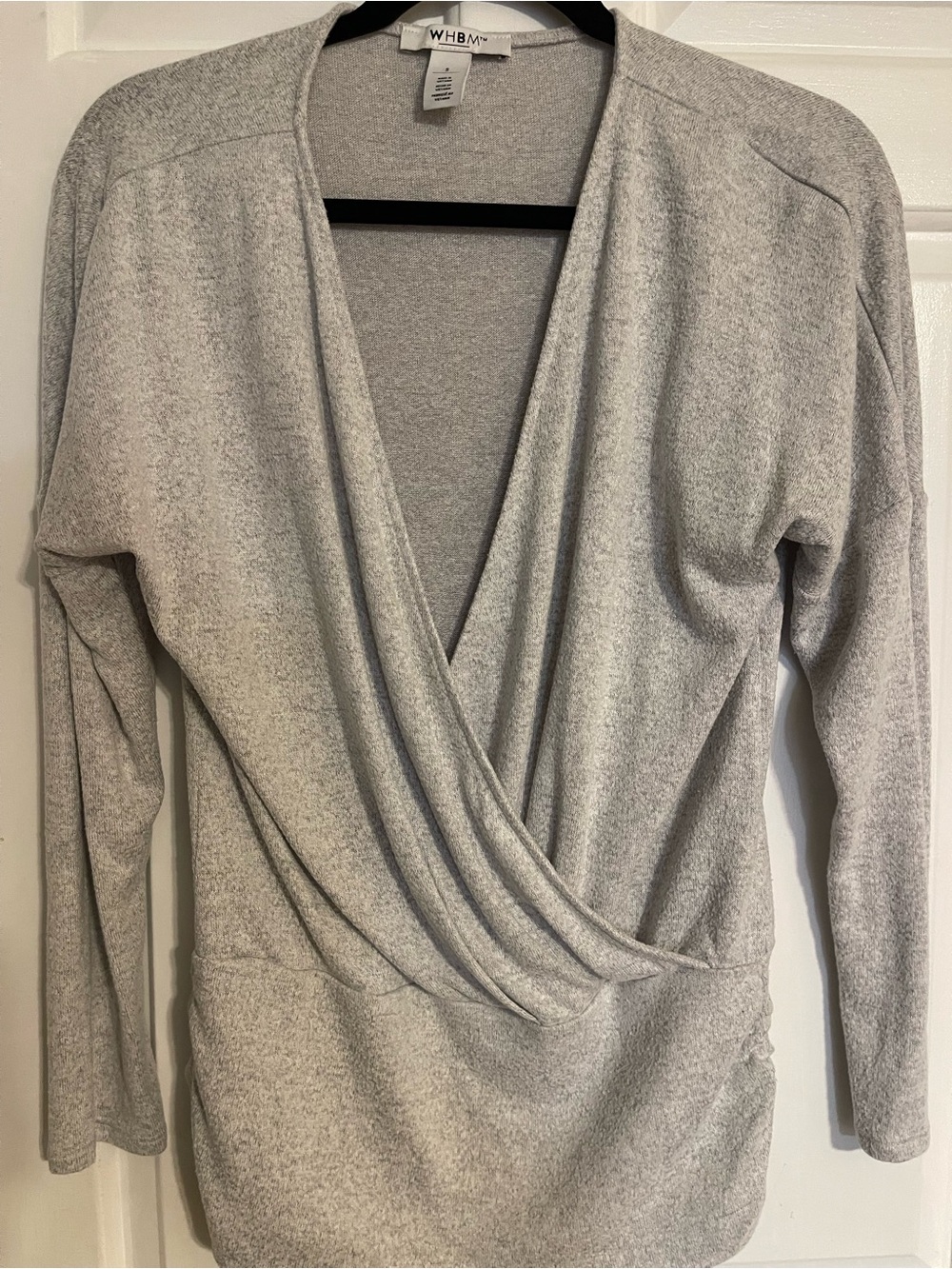 White House Black Market Light Gray Wrap V-Neck Sweater